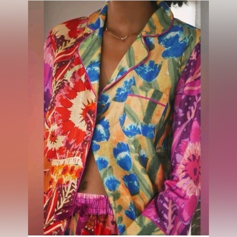 Anthropologie Roeqiya Fris Garden Bloom Pajama Top Colorful XS